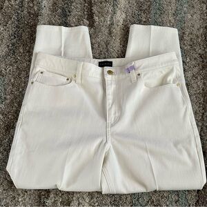 Talbots Cream Ankle Cropped Pants Smooth Finish